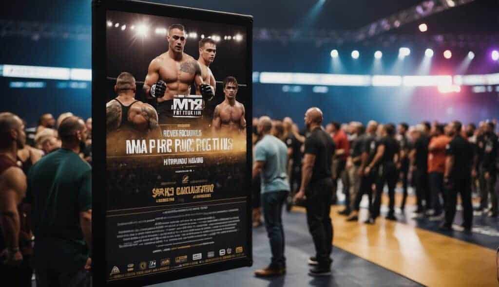 MMA rules and regulations being displayed on a large poster at a sports event